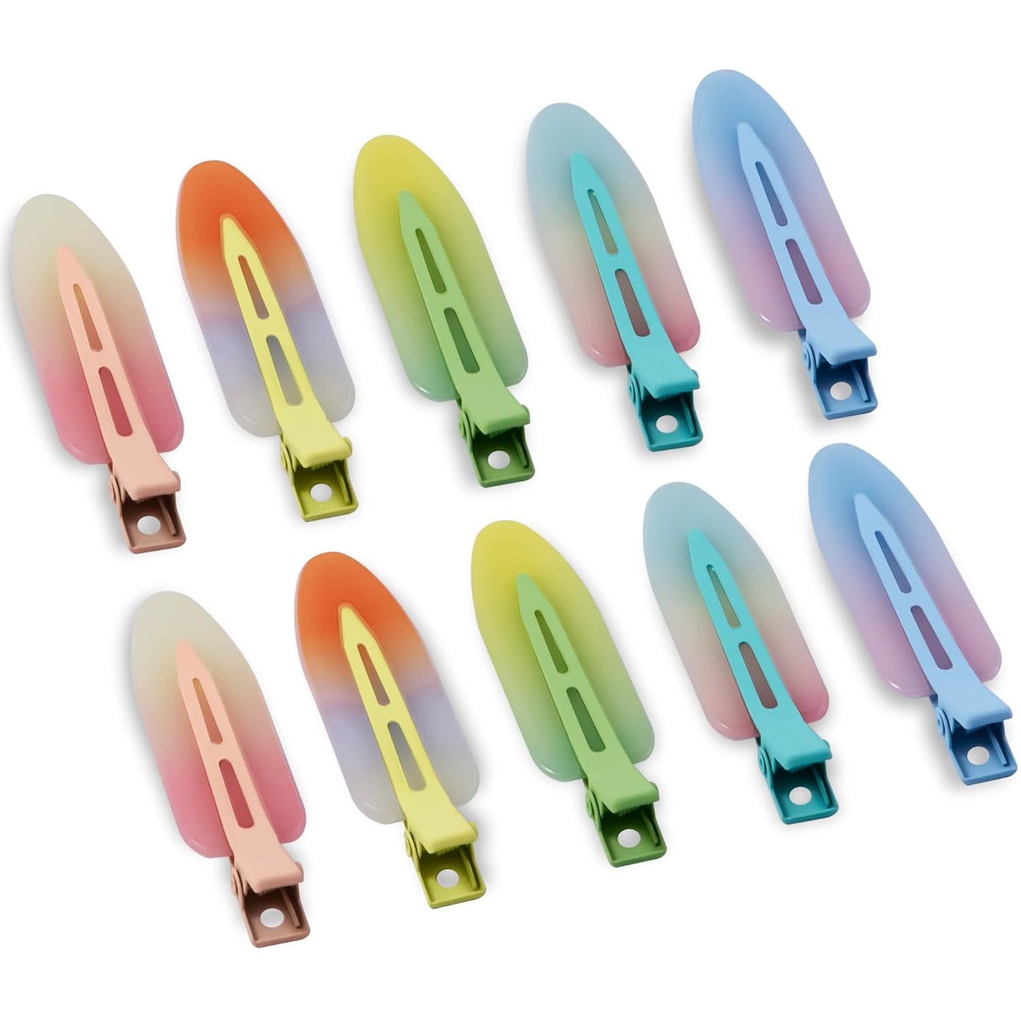 10 Pcs Creaseless No Crease No Bend Flat Hair Clips For Styling Non Slip Makeup Clips For Women Salon Hairstyle,Assorted Blue Green Red