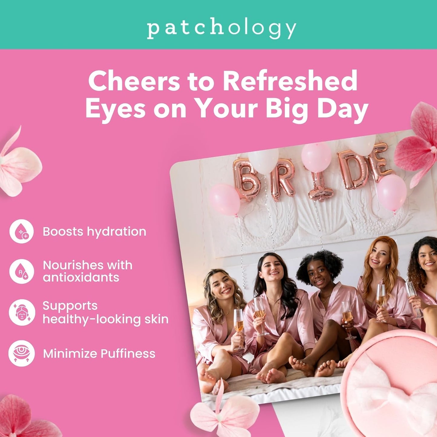 Patchology Hydrating Under Eye Gel Patches – I Do Crew Bridesmaid Gift Set with Rosé & Bubbly Serve Chilled Eye Masks (6 Count) – Cooling, Depuffing Skincare for Bridal Prep, Gifting & Self-Care