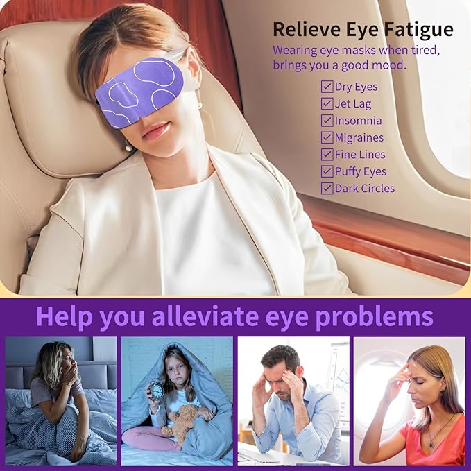 48 Packs Steam Eye Mask for Dry Eyes, Warm Compress Eye Mask, Self Heating Eye Masks Help for Dark Circles, Puffy Eyes, Disposable Heated Eyes Mask for Sleeping Relief Stress Eye Fatigue