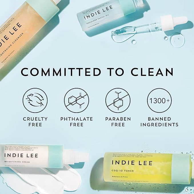 Indie Lee Discovery Gift Set - Travel Size Toiletries Skincare Set with Brightening Cleanser, CoQ-10 Toner + Squalane Facial Oil - Skin Care Kit for Adults (3-Piece Travel Size Set)