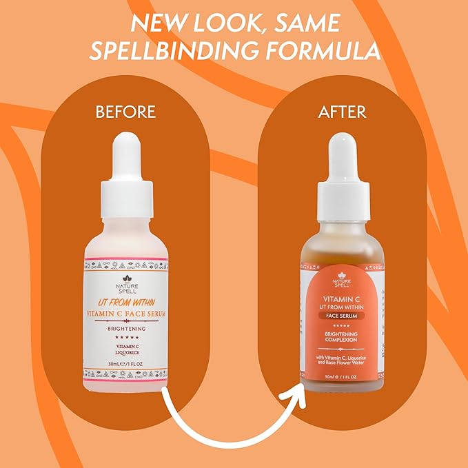 Nature Spell Pure Vitamin C Face Serum 1 Fl Oz - Brightens Skin - Minimise Enlarged Pores – Dark Spot Corrector – Anti Aging Serum for Face - Suitable for All Skin Types - 100% Vegan - Made In The UK