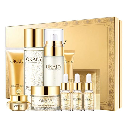 skincare set Anti Aging Skin 10-piece Daily Care Routine Kit With Vitamin C and Peptides Eye Mask Toner Serum Eye Cream Lotion Lady Cream Gifts sets for Valentine's Day