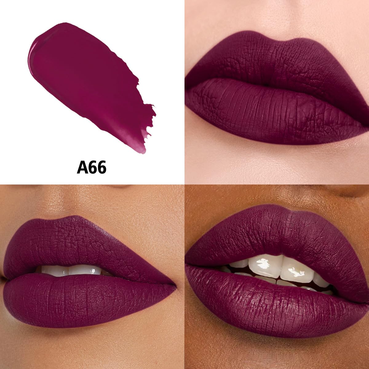 Nude Berry Dark Red Lipstick 3Pc Long Lasting Lipsticks for Women Pigmented Smudgeproof Transferproof Vegan Cruelty Free Lip Color, A61/66/48