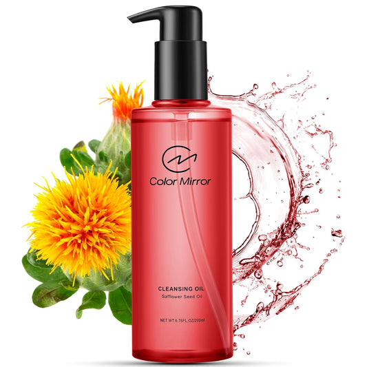 Safflower Seed Deep Cleansing Oil, Oil cleanser for face, 6.76 fl oz 200ml, Gentle Pore Control, Heavy Makeup Remover,Natural Oil Cleanser,Effective Cleansing Without Clogging Pores
