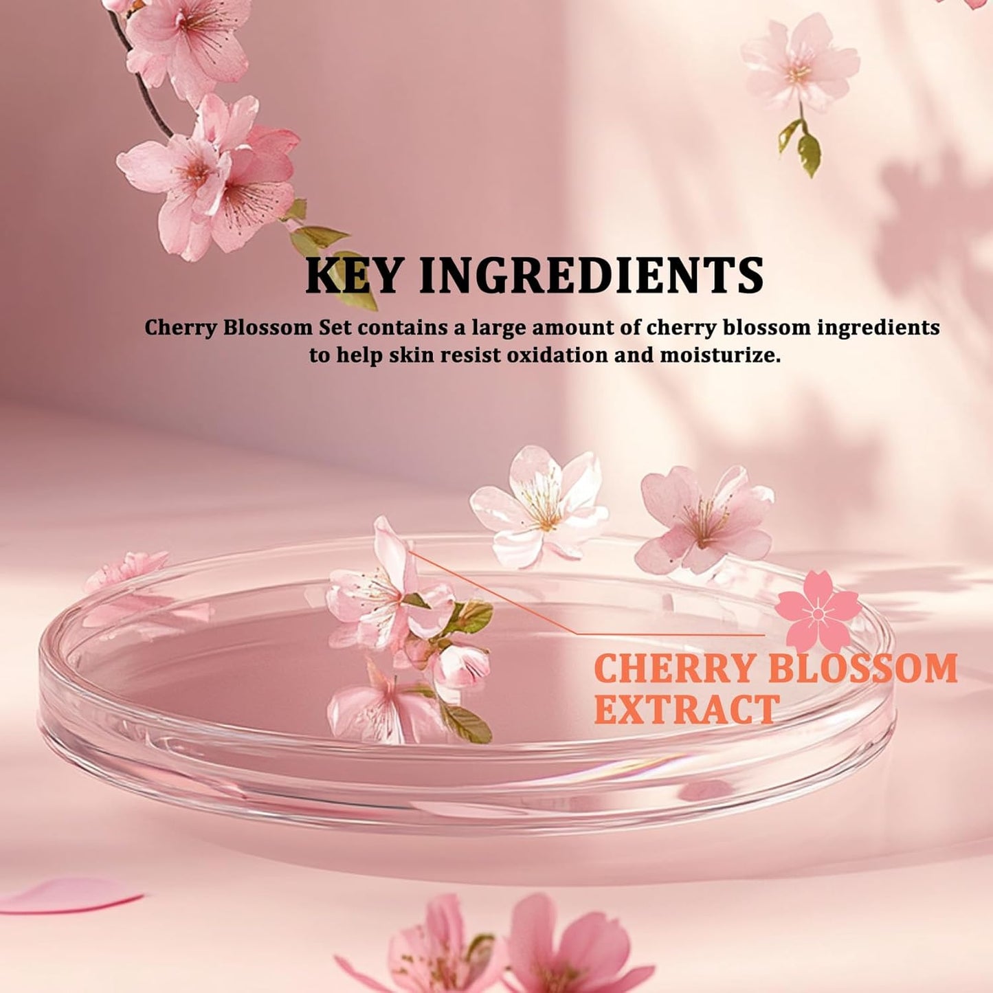 8PCS Sakura Skin Care Set,Hydrating Skin Care Kit Gift Set for Women and Girls,Moisturizing Skincare Set Facial Kit with Cleanser,Face Serum,Face Masks,Facial Cream,Toner and Eye Cream