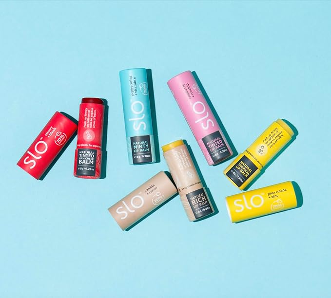 Slo | Natural Tinted Lip and Cheek Balm - All Natural Ingredients, Vegan & Cruelty Free, Hydrating & Soothing, Plastic Free, Paper Packaging | Cherry Blush, (0.28oz/8g)
