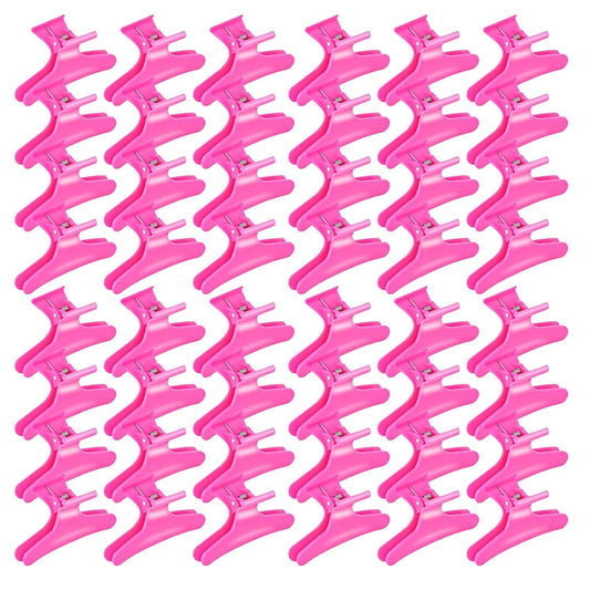 Ondder 48 Pcs Hot Pink Butterfly Hair Clips for Styling and Sectioning - Pro Claws Clamps for Cutting, Coloring - Hair Accessories for Women Girls