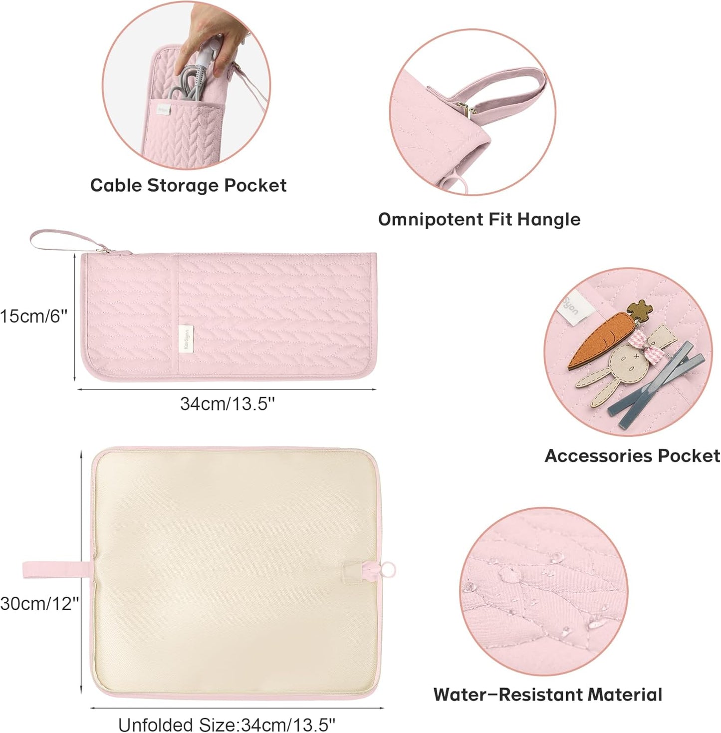 Hot Tools Organizer Heat Resistant Mat Case Hair Tools Holder Travel Bag Portable Hair Styling Tools Cover Pouch for Curling Iron,Flat Iron,Hair Straightener (Pink)