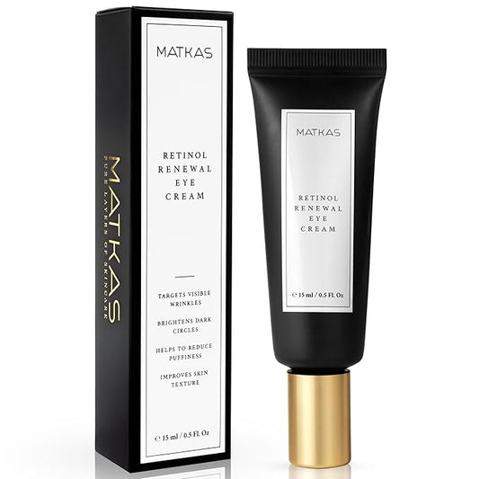 MATKAS Korean Retinol Renew Under Eye Cream for Face (0.5 Fl Oz) with Niacinamide and Shea Butter, Anti-aging Eye Cream for Dark Circles, Under Eye Brightener, Fade Wrinkles, Korean Skincare