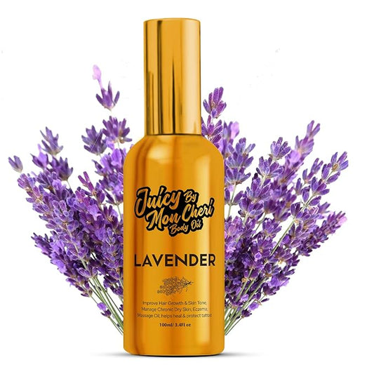 Body Oil Spray - Natural Black Seed, Olive & Vitamin E for Scar Repair, Eczema, Psoriasis, Rosacea, Moisturizing & Hair Growth (3.4 oz, Lavender)