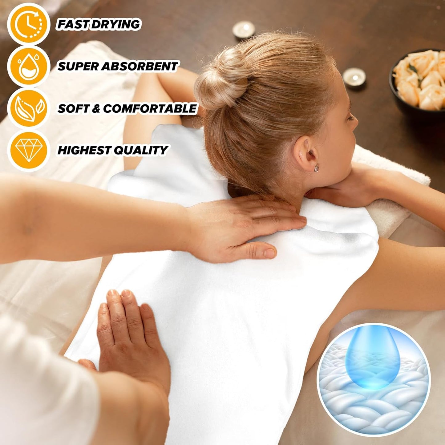 6 Pcs Facial Towels for Estheticians – Microfiber Soft Spa Towel for Skincare, Massage & Professional Use (White)