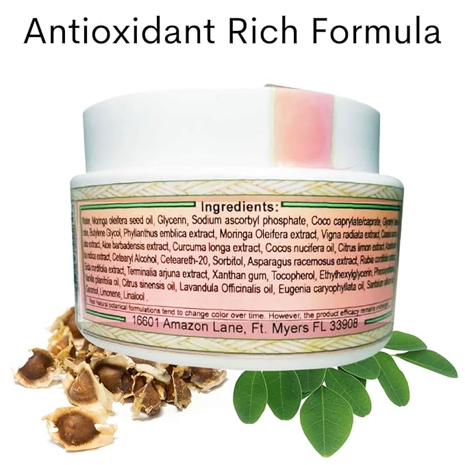 Moringa Anti Aging Cream 13 Natural Herbs with Antioxidants 3.4 oz