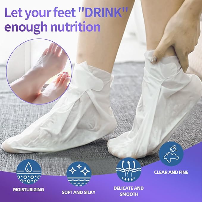 Moisturizing Foot Mask 5 Pack,Hydrating Foot Masks for Dry Cracked Feet,Moisturizing Socks Dry Skin Moisturizer for Soft and Smooth Touch Feet,Foot Care Spa Gifts for Women Men Mother's Day Gifts