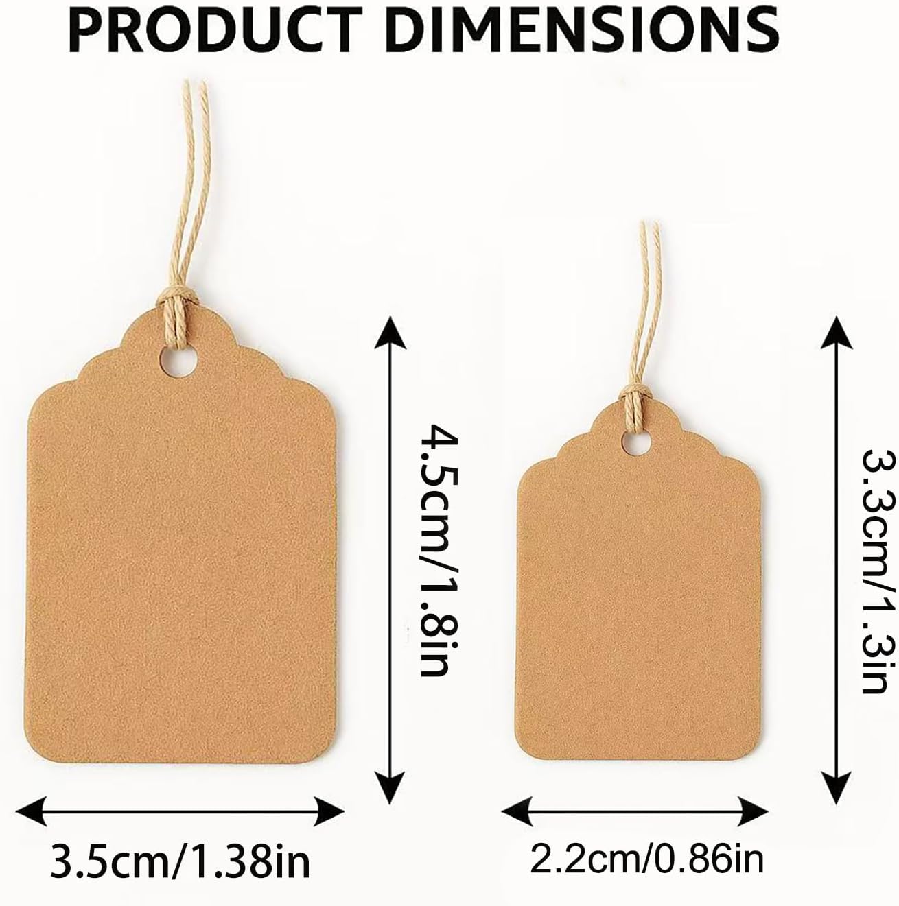 100–500PCS Custom Price Tags with String, Personalized Kraft Hang Tags for Clothing, Jewelry, Bags, Wedding, Small Business&Gift Packaging