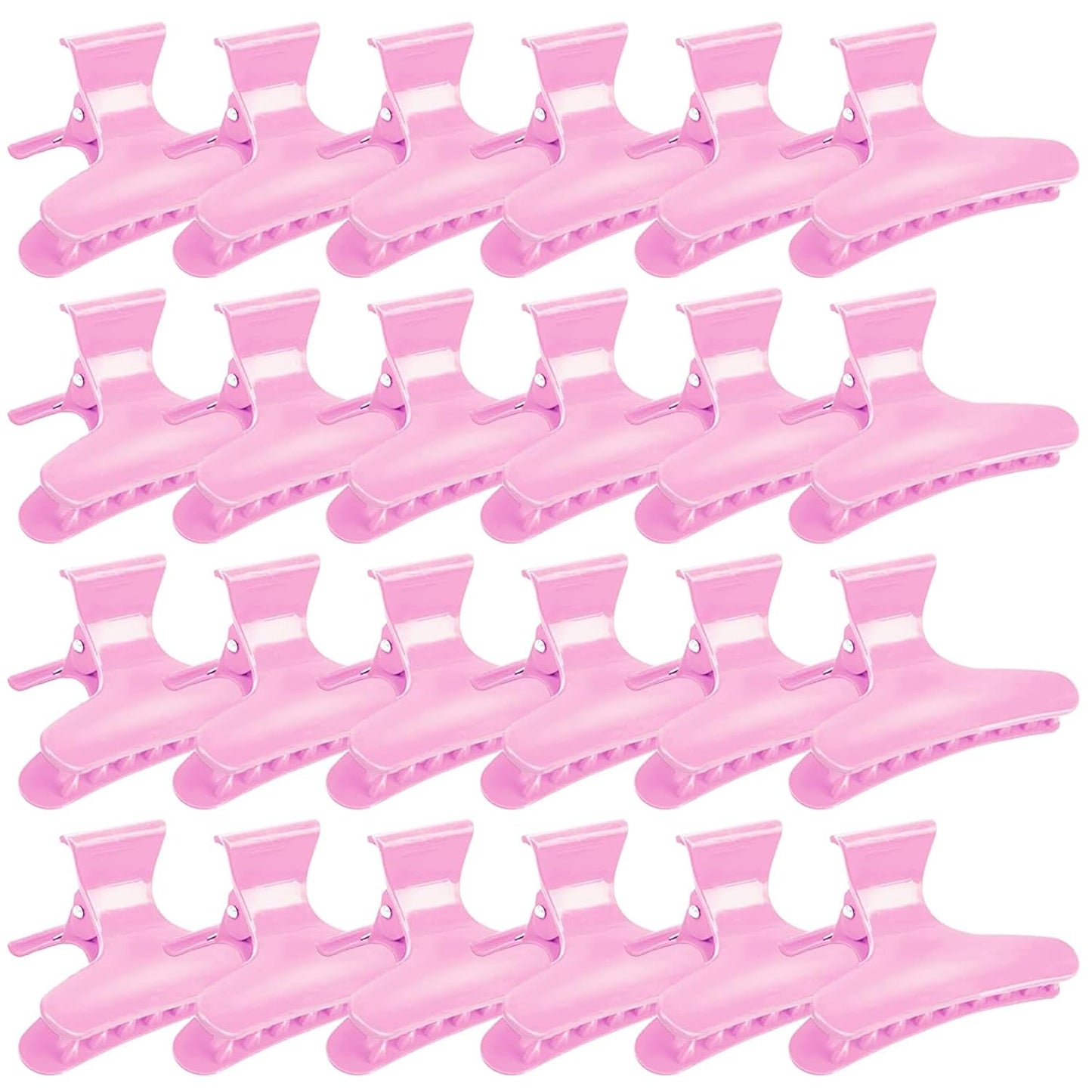 Ondder 24 Pcs Pink Butterfly Hair Clamps and Claw Clips for Styling, Sectioning, Cutting, Coloring - Pro Salon Hairdressing Tool Accessories for Women Girls