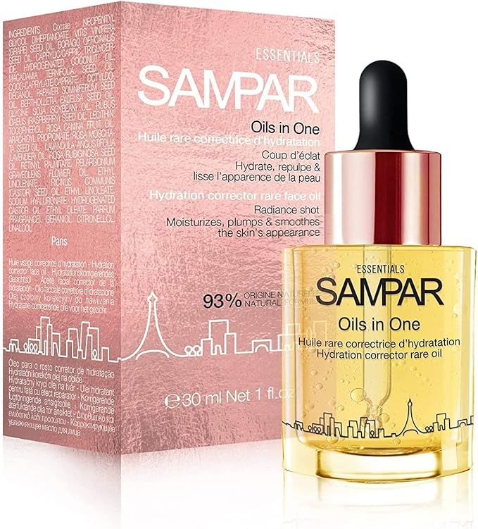 Oils In One Hydration Corrector with Hyaluronic Acid, Raspberry & Borage Oil - Prevents Dehydration, Enhances Skin & Wrinkle Care - All Skin Types - Cruelty-Free, Made in Paris (1 oz)
