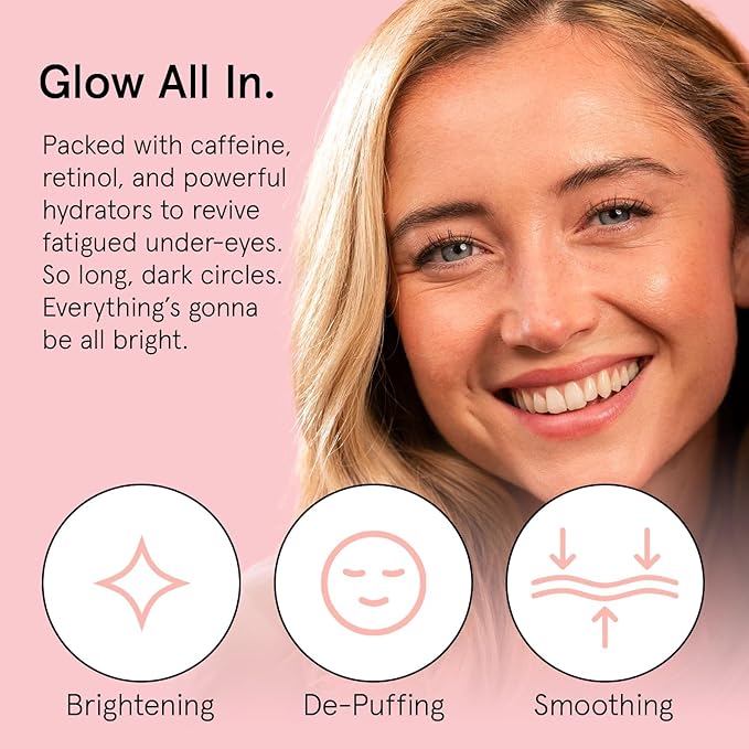 grace & stella Retinol & Caffeine Under Eye Cream Anti Aging - Travel Essentials - Hydrating Cream with Niacinamide, Peptides - Reduce Wrinkles, Crow's Feet, Puffiness - Vegan Skincare (0.5 floz/15ml)