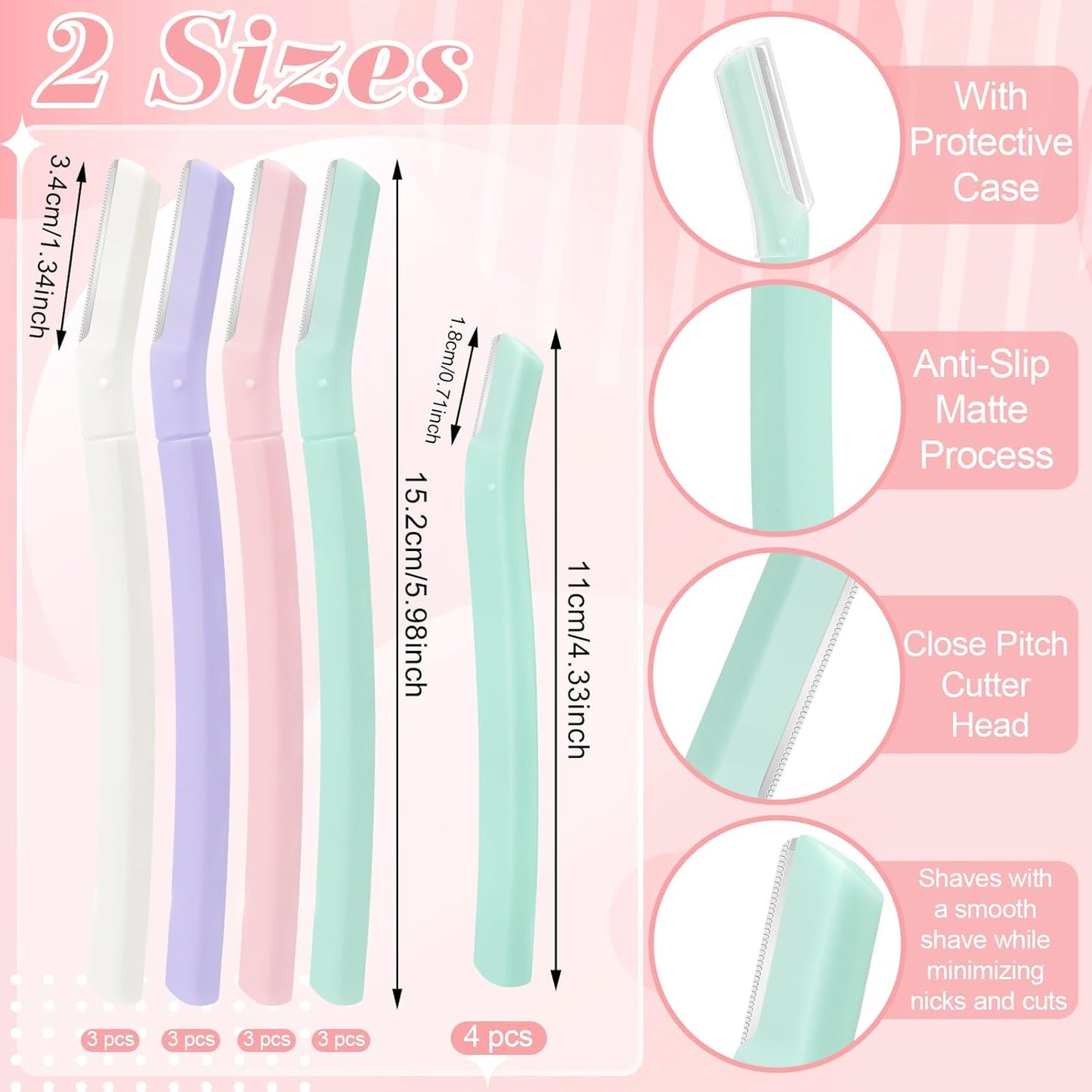 16 Count Dermaplane Razor for Women Face, Professional Facial & Eyebrow Hair Remover, Gentle Skin Exfoliation with Precision Blades， Macaroon color