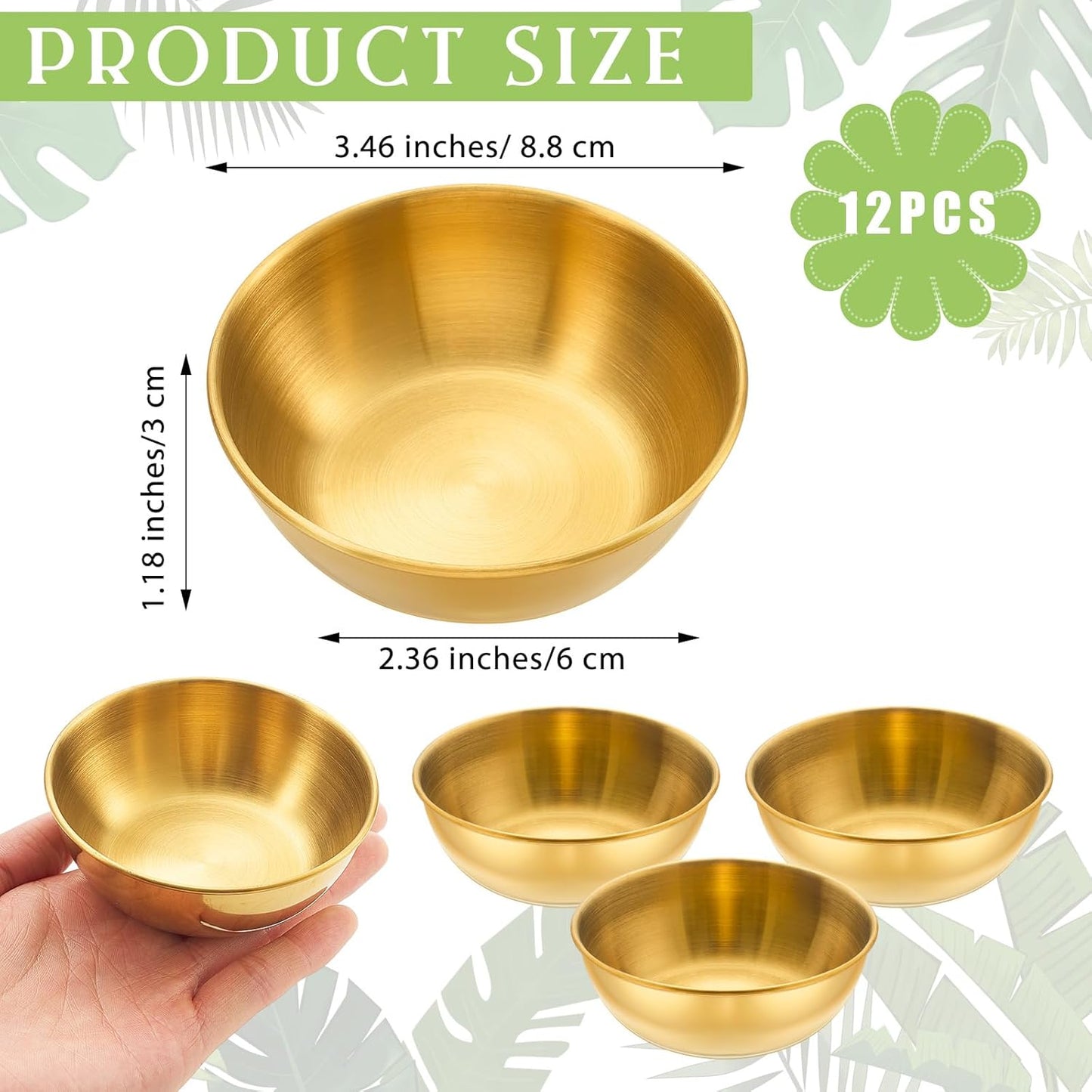12 Pcs 3.5 In DIY Face Mask Mixing Bowl Stainless Steel Esthetician Facial Mask Bowl Facial Small Mixing Esthetician Supplies for Lady Women Skincare Home Salon Cosmetic Beauty (Gold)