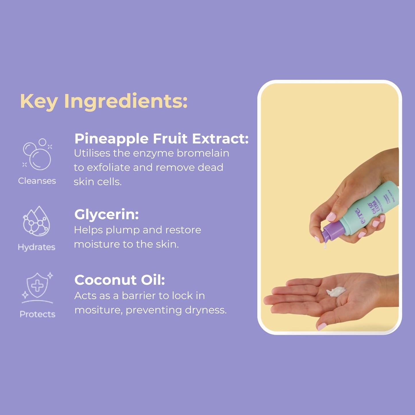 Evre Oh So Extra Pineapple & Coconut Teen Acne Face Wash, 3.4 Fl Oz, Gentle Cream Face Cleanser, Blemish Control Soap