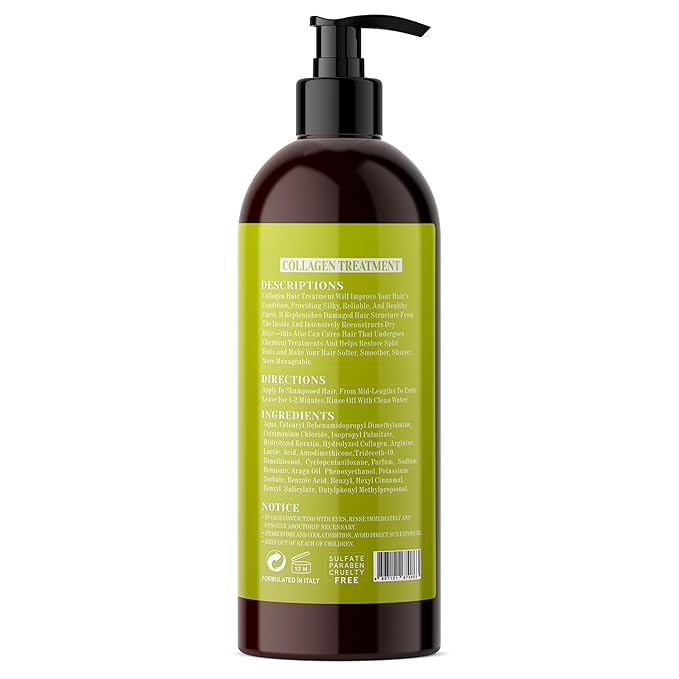Collagen Hair Mask for Damaged Hair - Intense Hydration and Repair Formula, Boosts Growth and Thickness - Perfect for Both Curly and Dry Types, 33.8 oz