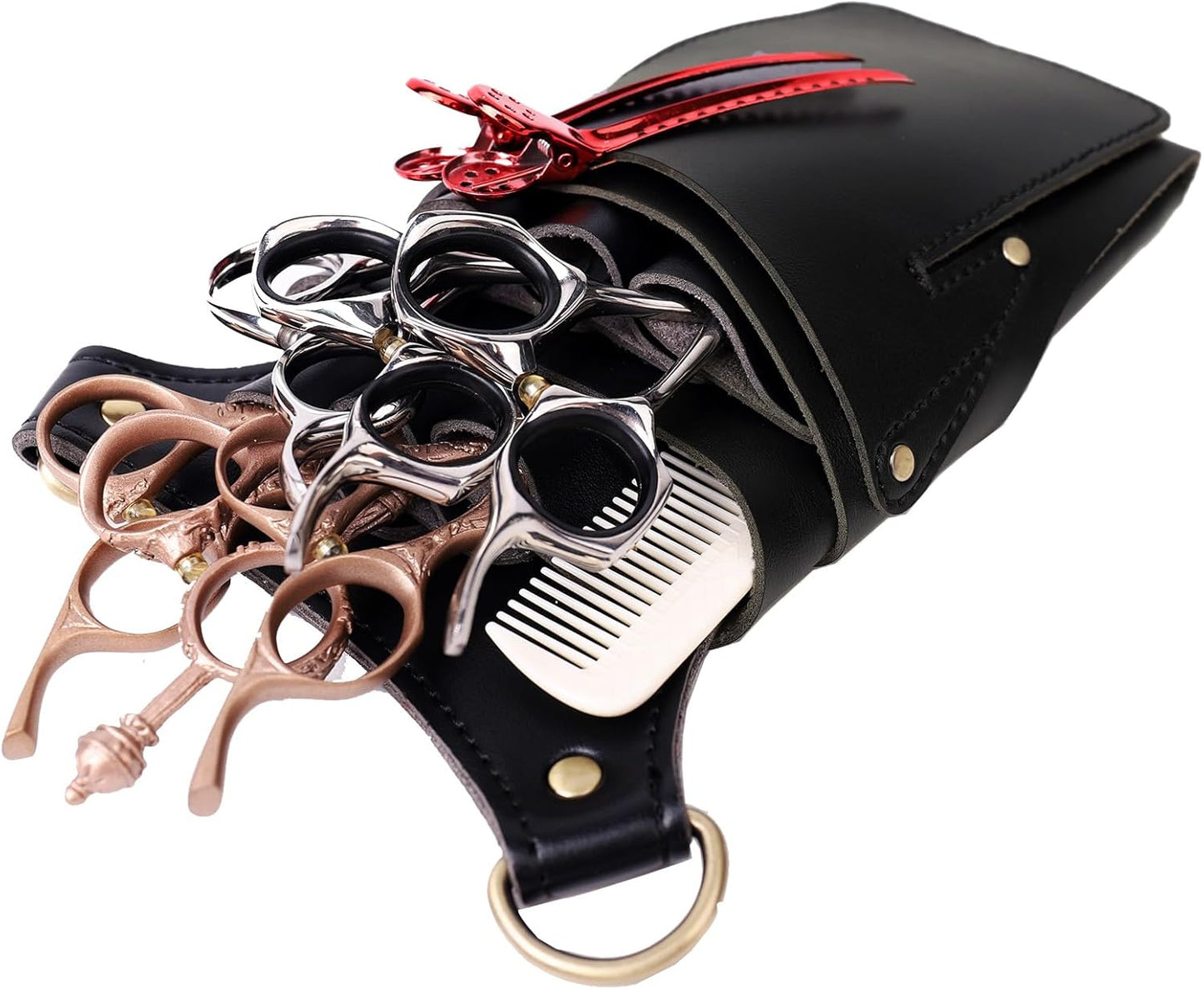 Scissor Pouch for Stylist Essentials Tools Bag, PU Leather Salon Hair Professional Scissors Holster for Hairdressers with Shoulder Belt