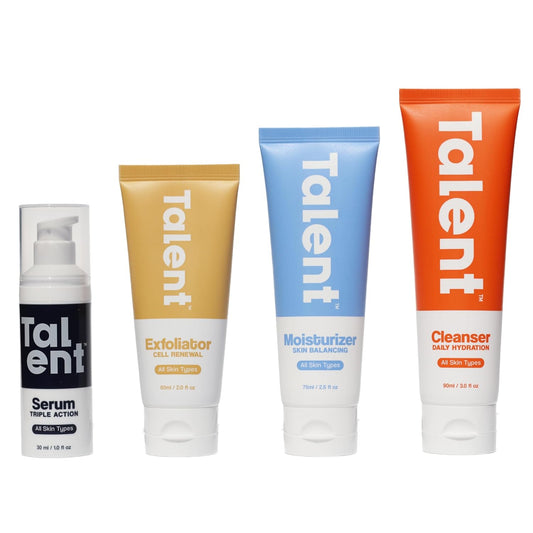 Talent Complete Skincare Set for Men – 90 Day Supply, Korean Skincare, EWG Verified, Fragrance-Free Cleanser, Exfoliator, Serum & Moisturizer, Full Routine Kit