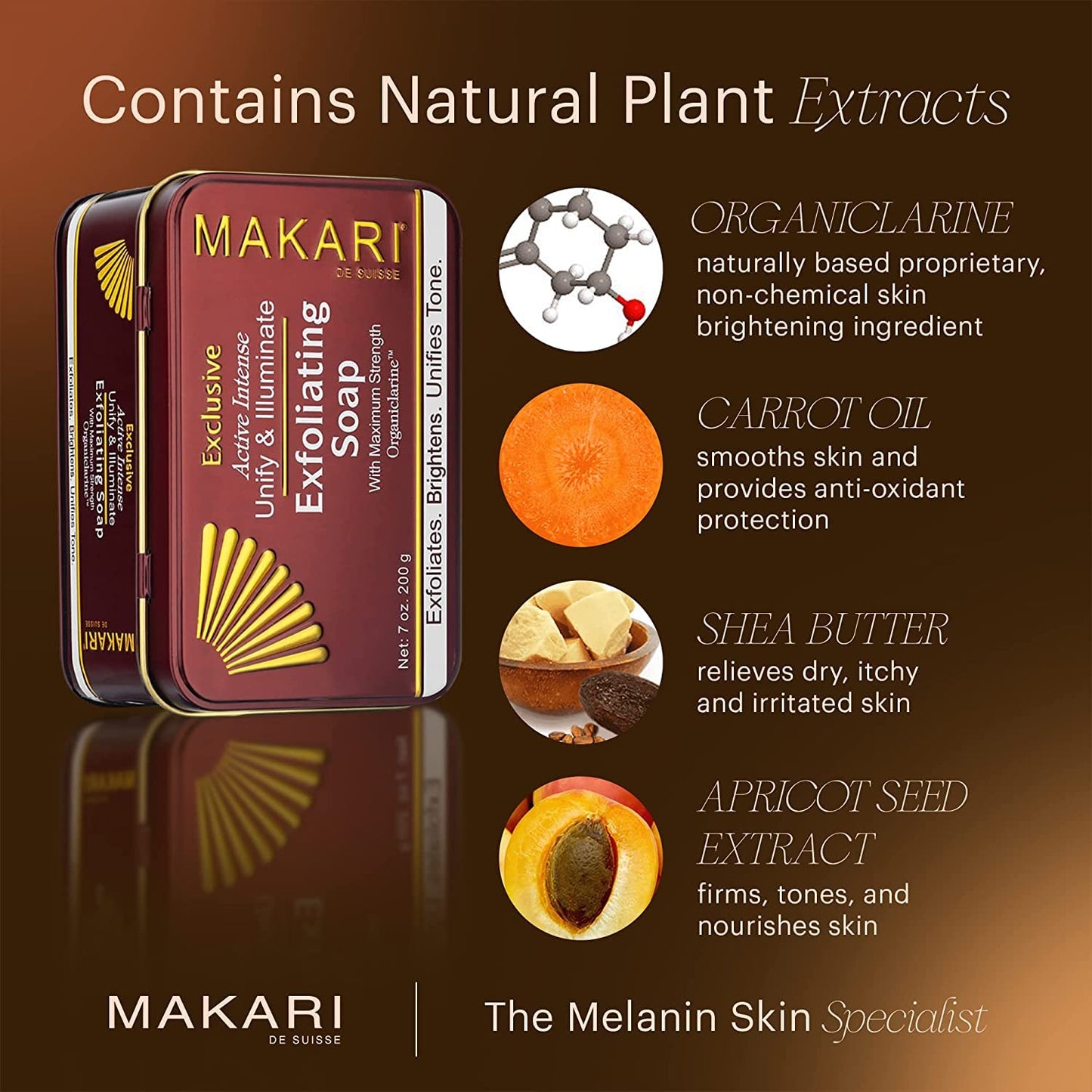 MAKARI Exclusive Active Intense Radiance Bundle: Exfoliating Soap & Tone Boosting Glycerin for Brightening, Even Skin Tone & Radiance