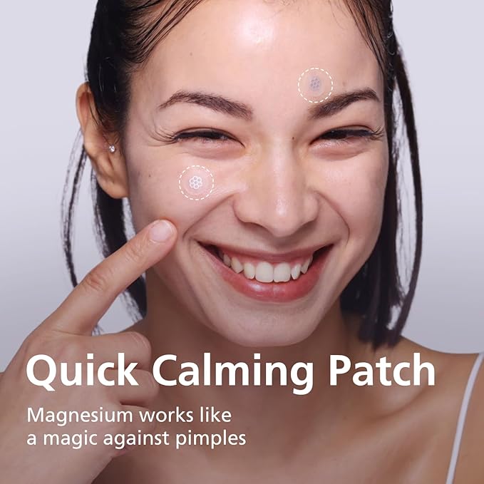 EasyDerm Quick Calming Magnesium Patches – Hydrocolloid Acne Spot Treatment Includes Tweezers & Ampoule, 10 Patches, Zit Sticker, TikTok Viral Blemish Patch, Made by Daewoong Pharmaceutical