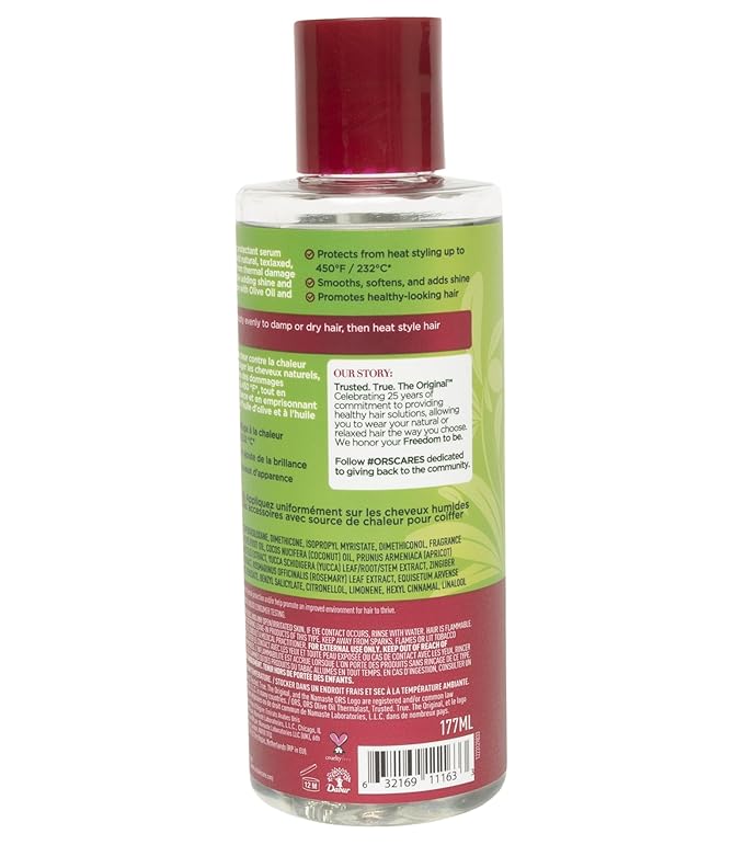 ORS Olive Oil Heat Protection Hair Serum infused with Coconut Oil for Restorative Shine 6.0 Ounce (Pack of 3)