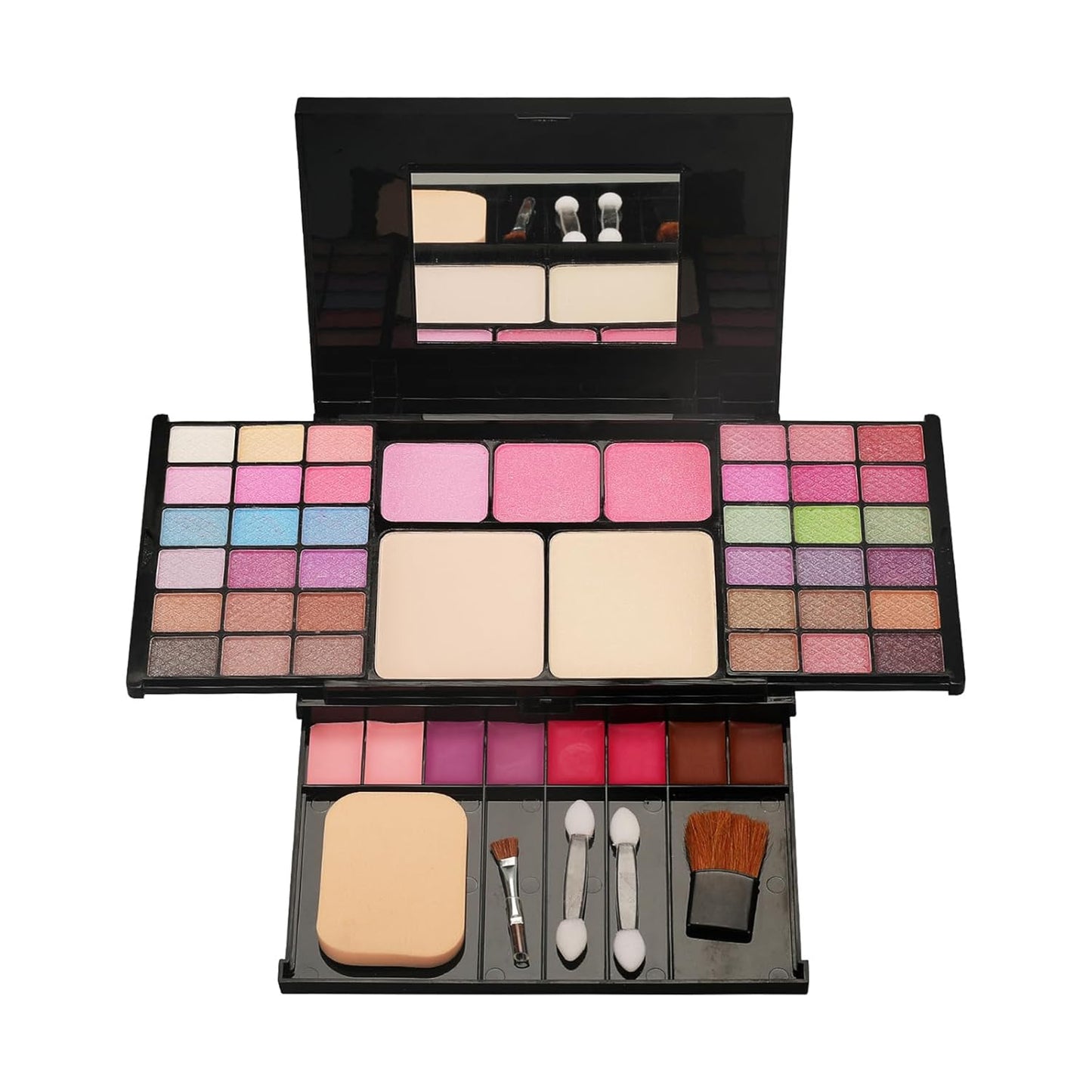 VolksRose Multi Functional Makeup Palette Set:36 Eyeshadow+3 Gradient Blushes+Lipsticks 8 Colors,Complete Tools (Powder Puff+Dual-Ended Brush+Sponge Sticks*2+Blush Brush+Mirror),Portable Present Case