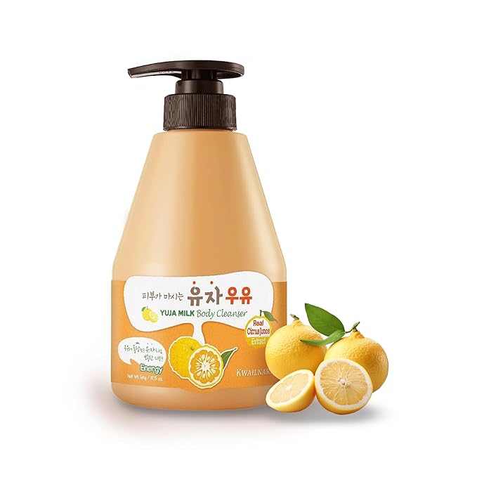 WELCOS Kwailnara Yuja Milk Body Lotion & Body Wash Set – Moisturizing & Revitalizing Korean Skincare Bundle with Yuja Extract, 560g / 19.75oz Each