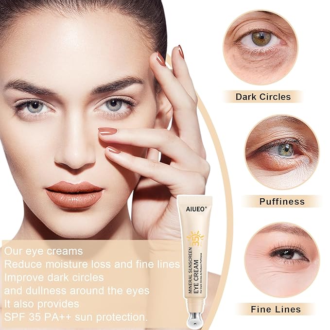 Scarman Mineral Eye Cream, 3-in-1 Anti-Aging Eye Cream, SPF 35, Wrinkle Care, Filter Phone Skin-Damaging Blue Light for Dark Circle and Fine Lines, 15ML(#01 Light)