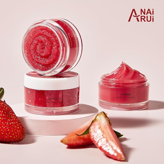 Lip Scrub & Lip Mask Set, Lip Sleeping Mask, Overnight Treatment Lip Care Products, Holiday Gift Set for Girls, Moisturize & Nourish, Dry Cracked Lips, Intense Hydration with Vitamin C