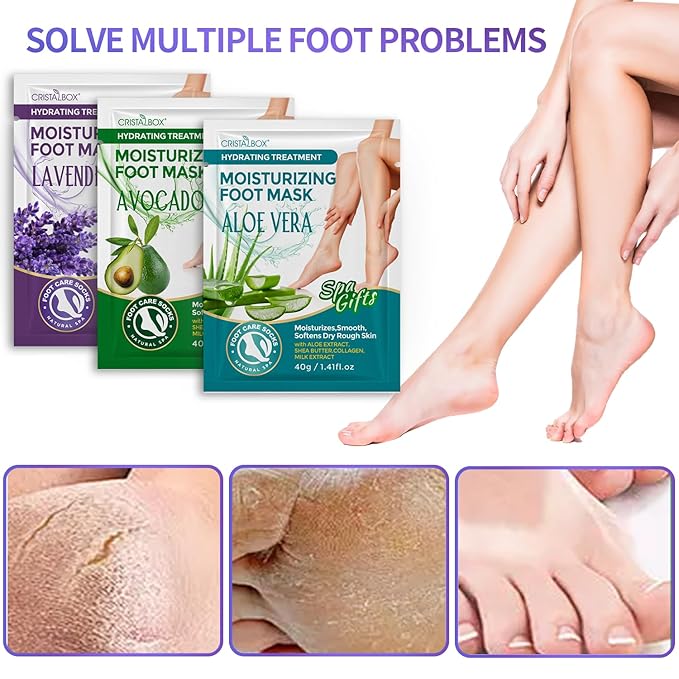 Moisturizing Foot Mask 5 Pack,Hydrating Foot Masks for Dry Cracked Feet,Moisturizing Socks Dry Skin Moisturizer for Soft and Smooth Touch Feet,Foot Care Spa Gifts for Women Men Mother's Day Gifts