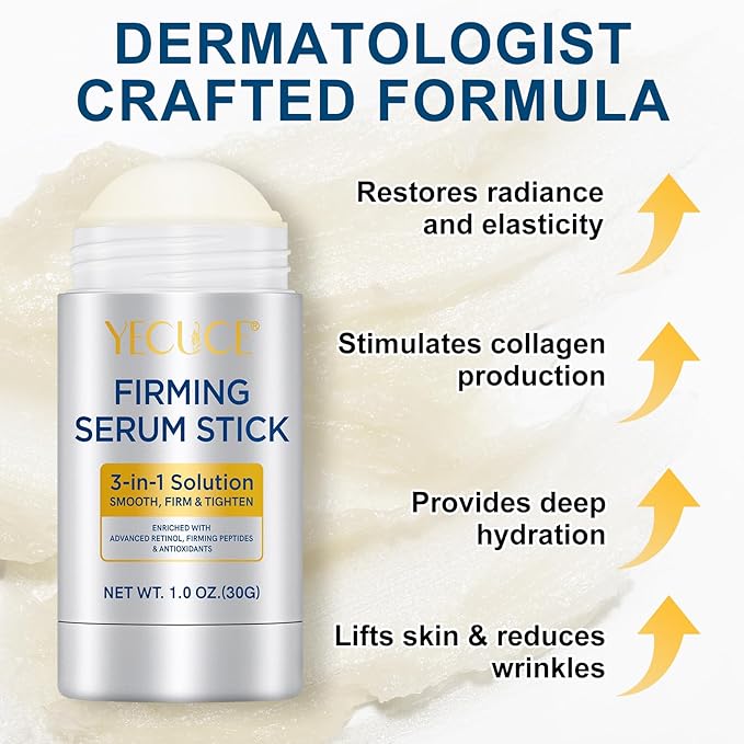 Retinol Face Stick, Advanced Retinol Firming Serum Stick, 3-in-1 Smooth, Day & Night Lifting & Firming Face, Neck & Jawline, Reduces Wrinkles, Nourishing Anti Aging Repair Cream for All Skin Types