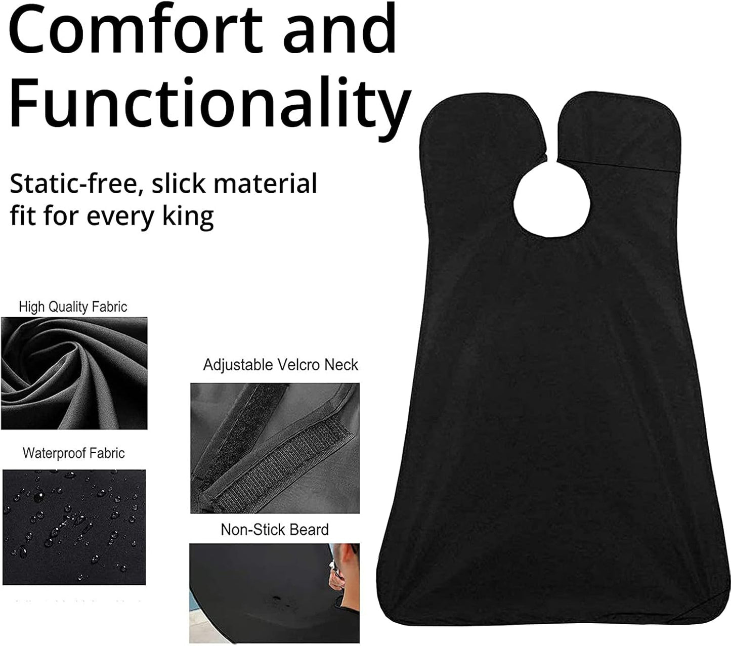 Beard Trimming Catcher Beard Bib Birthday Gifts For Men For Men With 2 Suction Cups Waterproof Non-Stick For Shaving And Trimming Grooming Accessories(Black)