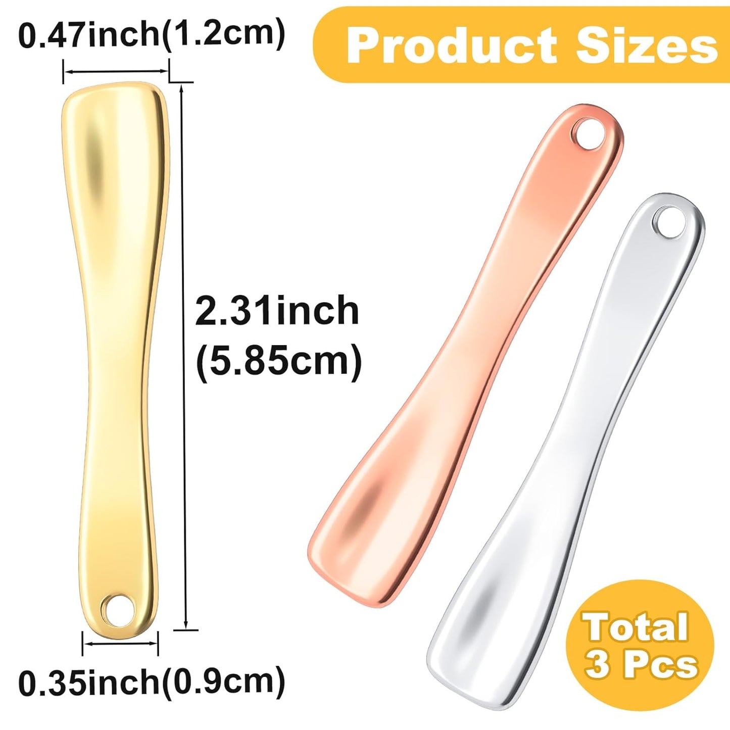 3pcs Metal Facial Spatula, Mini Facial Massage Sticks for Women, Reusable Cosmetic Spoons Skincare Applicators for Eye Cream Lotion Moisturizers- Gold & Silver & Rose Gold