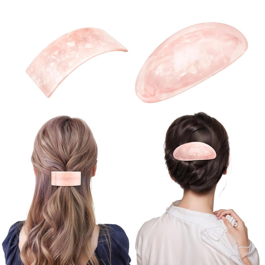 French Oval Barrette Hair Clips,Acetate Large Vintage Tortoise Shell Barrettes,Strong Hold No-Slip Grip Metal Clasp,2-Pack 4"&3" for Thick Wavy Long Hair Accessories Women Gift (MistyRose)