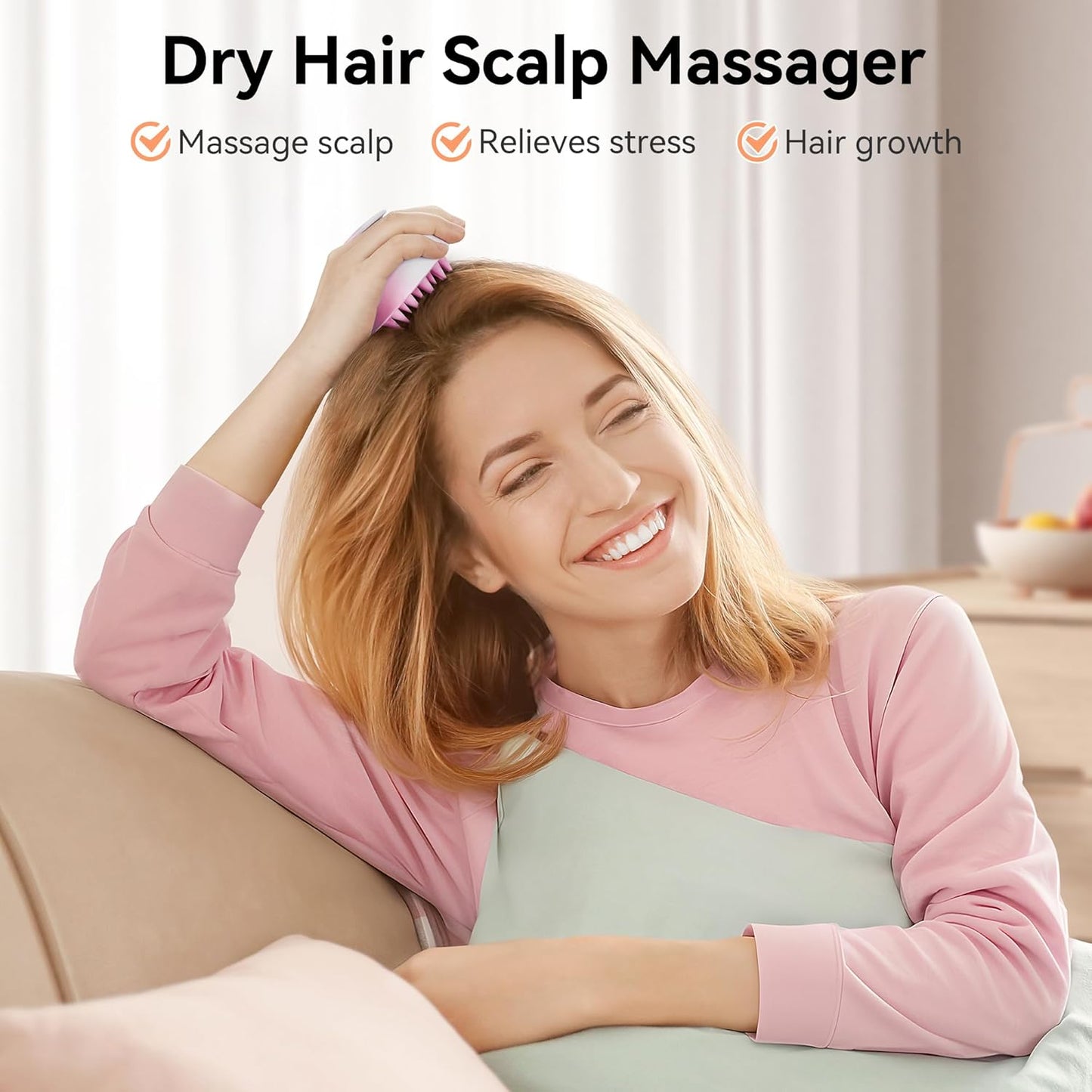 HEETA Scalp Massager Hair Growth, Soft Silicone Scalp Scrubber Shampoo Brush for Exfoliation, Dandruff Removal Head Massage Stress Relax, Wet & Dry Use for Thick Thin Curly Hair Care, Gradient Purple