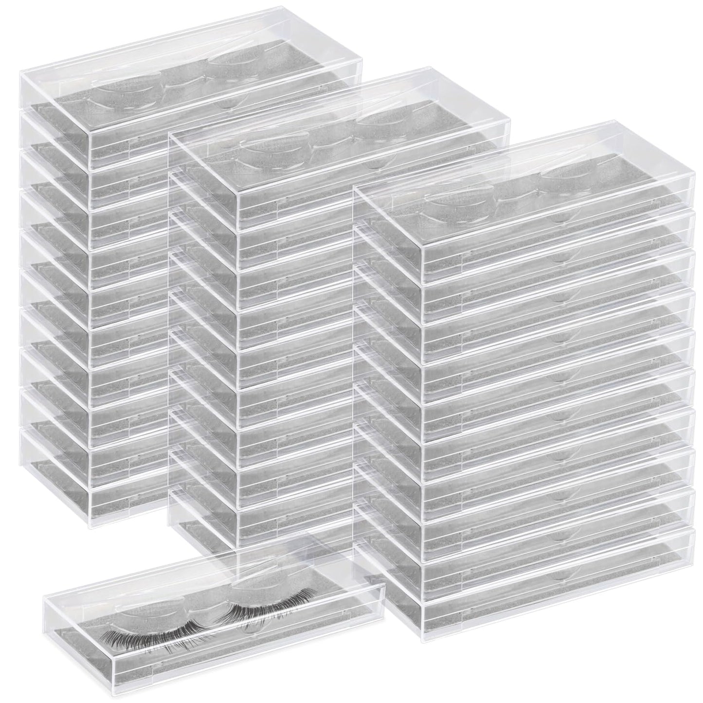 Rocutus Empty Lash Boxes for False Eyelashes - 30 Pack Lash Cases, Customizable Eyelash Packaging, Bulk Lash Storage Containers, Lash Box Packaging, Premium Display & Protection (Silver)