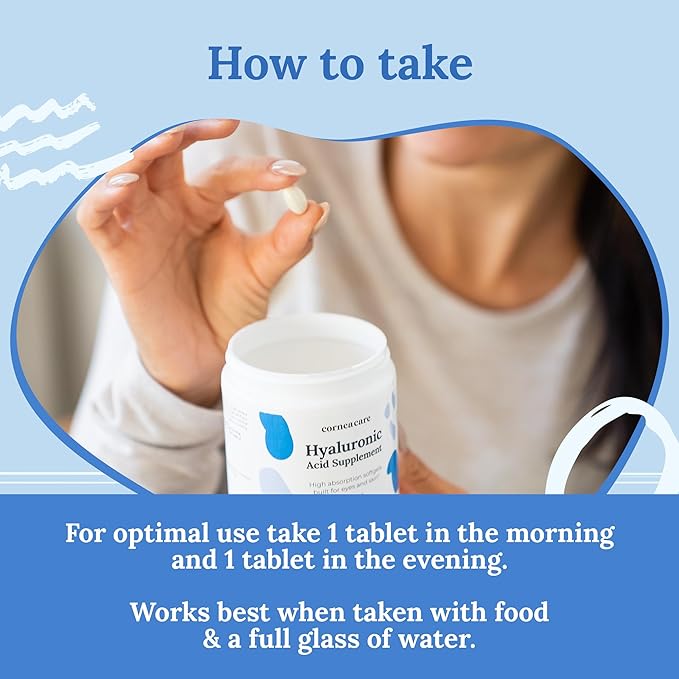 High Absorption Hyaluronic Acid | Hyaluronic Acid Supplements | Hydration Tablets | Anti Aging Supplement | Eye Vitamins | Eye Supplements | 120 Softgels