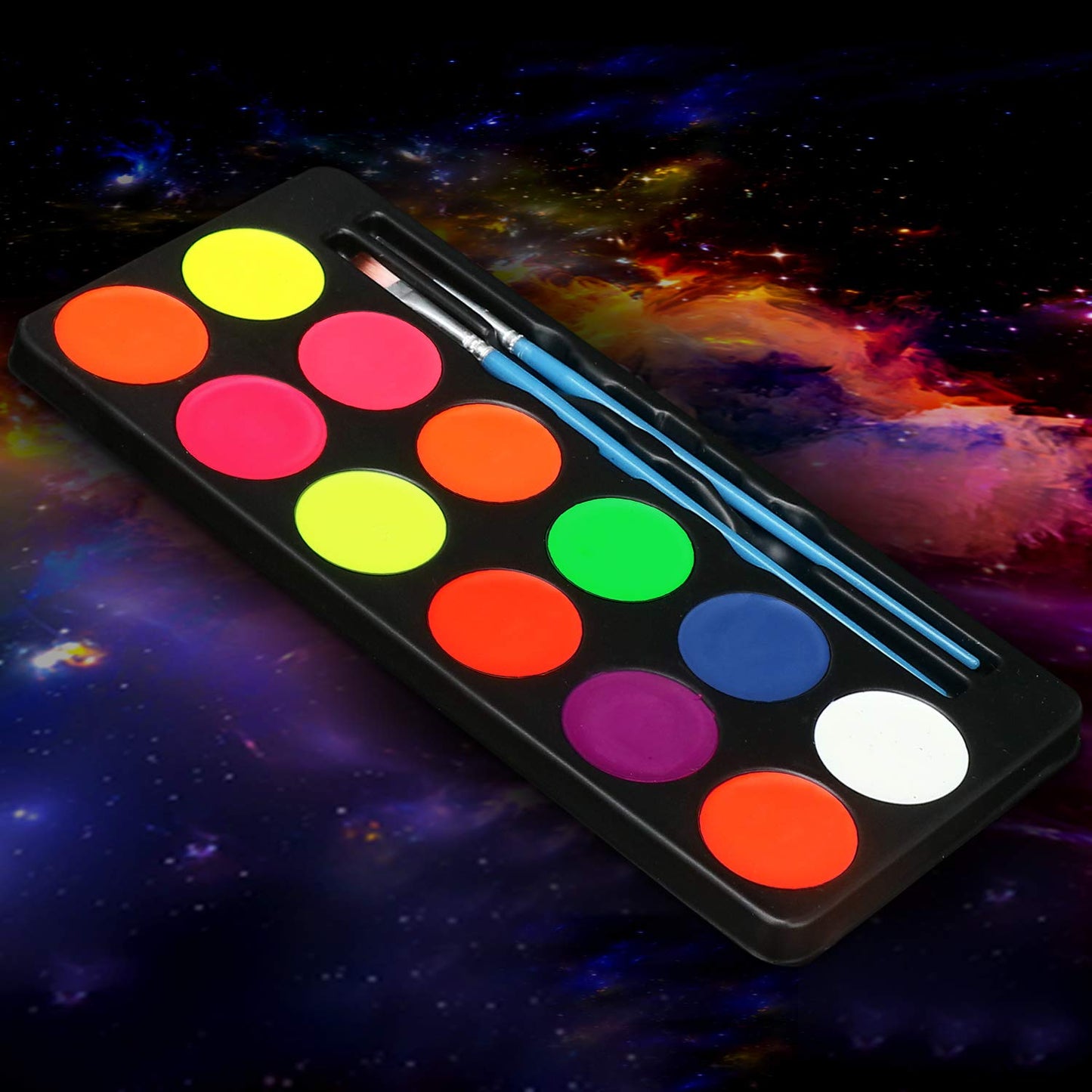 Maydear Face Painting Kit for Kids with 12 Colors Safe and Non-Toxic Large Water Based Face Paint (Fluorescence)