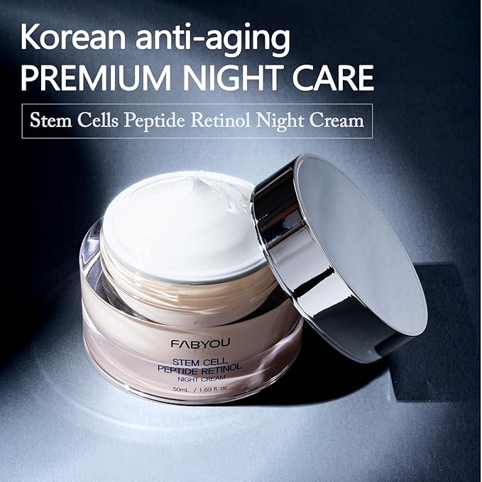 Stem Cell Peptide Retinol Night Cream 1.69 fl oz – Plant-Based Stem Cell for Anti-Aging, Skin Repair, Nourishment, Korean Skin Care for Overnight Facial Recovery with Non-Sticky & Non-Toxic Formula