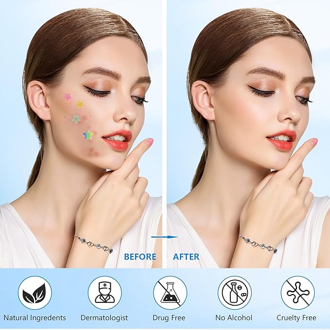 Pimple stars Patches for Face,2packs 4 Size 320 Counts Acne Patches, Hydrocolloid Patches for Covering Zits and Blemishes, Spot Stickers with Salicylic Acid, Tea Tree Oil