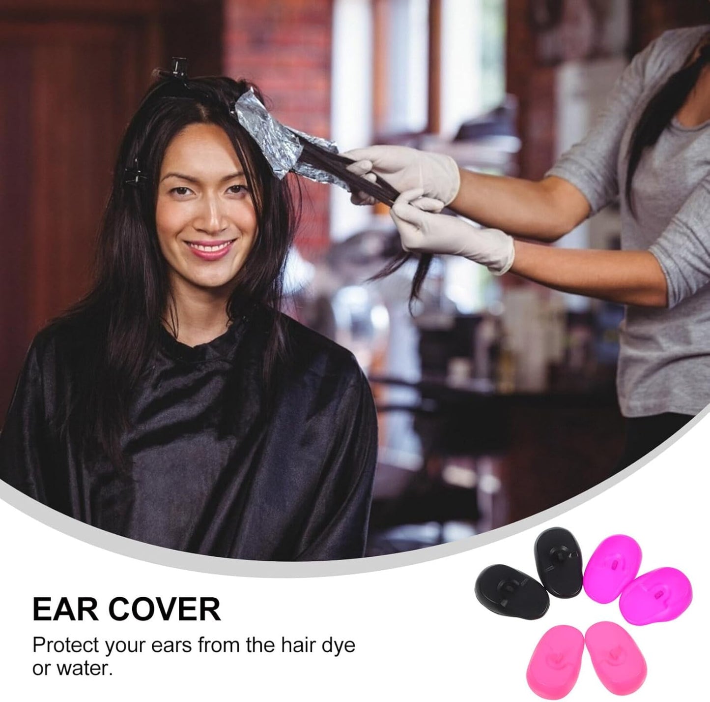 Hairdressing Ear Cover:3 Pairs Waterproof Silicone Earmuffs for Hair Dye, Flat Iron, Straightener, Hot Styling Tools - Heat Protection Cover