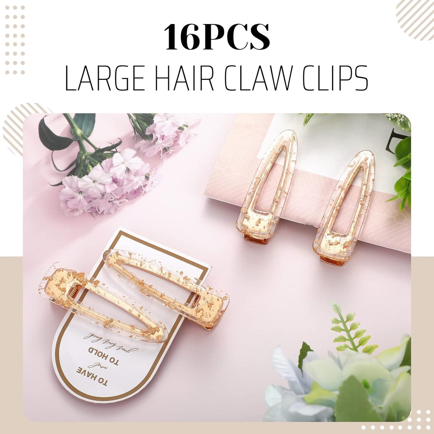 HooLing 16 Pcs Bridesmaid Hair Clips No Bend Gold Glitter Makeup Bangs Clips Bridesmaid Proposal Hair Accessories for Bride Women Wedding