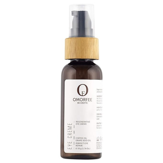 Omorfee 100% Organic Regenerative Caffeine Eye Cream, Eye Serum for Dark Circles, Puffiness, Bags Under Eye, Eye Brightening Cream, Repair Fine Lines, Wrinkles & Aging, for All Skin Types 1.76 Oz.