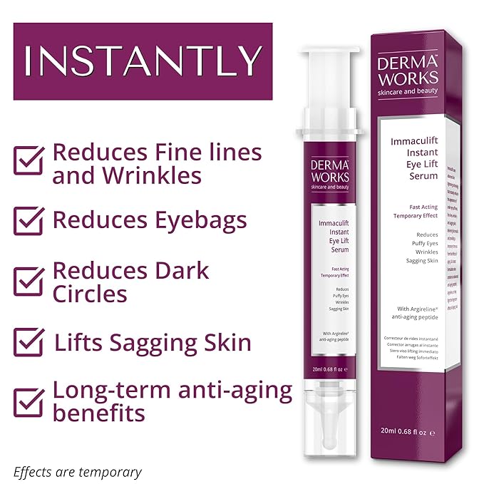 DERMAWORKS Immaculift Instant Tightener – Anti-Aging Cream for Dark Circles, Puffiness & Under-Eye Bags – Lifting & Firming Formula for Wrinkle Reduction – Fast-Absorbing Treatment for Men & Women