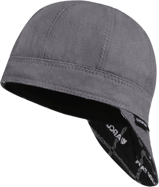 ARCCAPTAIN Reversible Welding Cap, 8 Panel Protective Welders Cap, 10 oz Fireproof Cotton Comforts for Safety and Protection While Welding to Men Women, Gray, 7